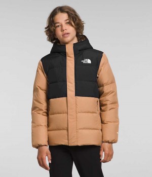Parka The North Face North Down Fleece-Doublée Garcon Kaki Noir | FRANCE RCNQP