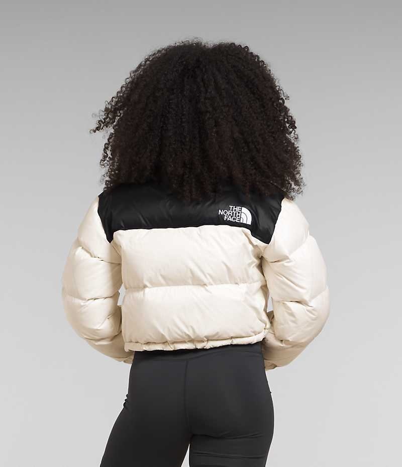 Doudoune The North Face Nuptse Corta Femme Blanche Noir | FR KGOYW