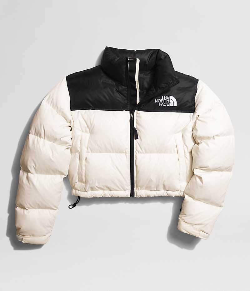Doudoune The North Face Nuptse Corta Femme Blanche Noir | FR KGOYW