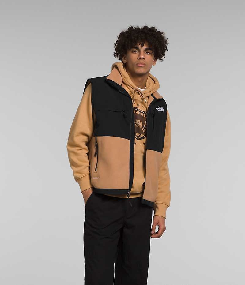 Gilet The North Face Denali Homme Kaki Noir | FR ENJQO