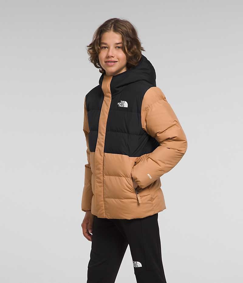 Parka The North Face North Down Fleece-Doublée Garcon Kaki Noir | FRANCE RCNQP