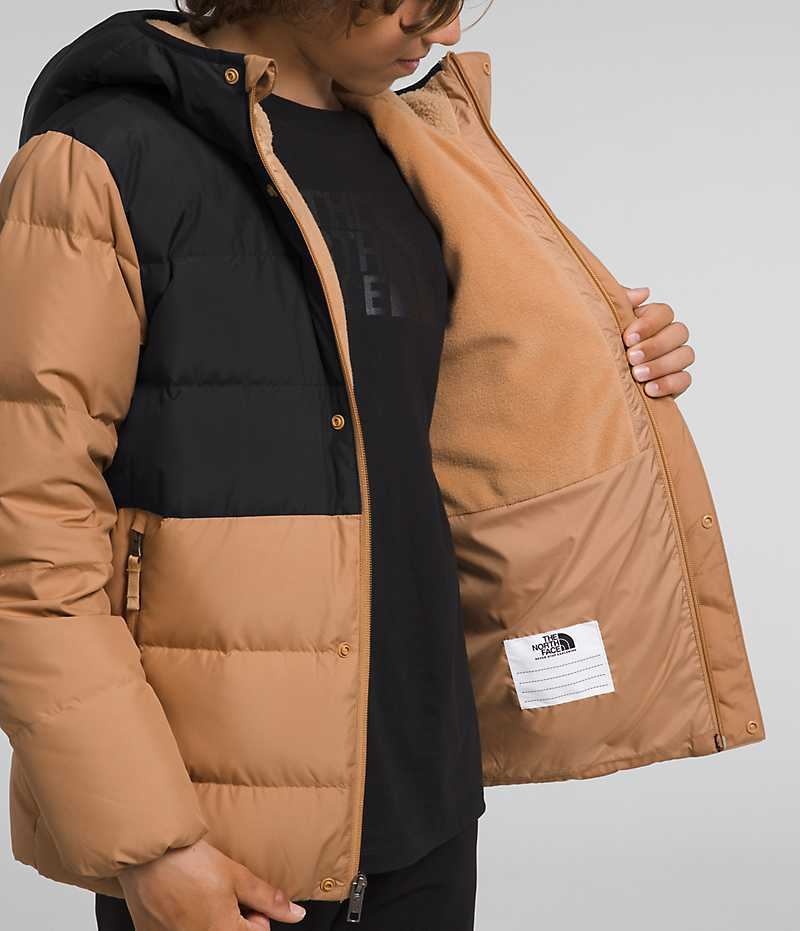 Parka The North Face North Down Fleece-Doublée Garcon Kaki Noir | FRANCE RCNQP