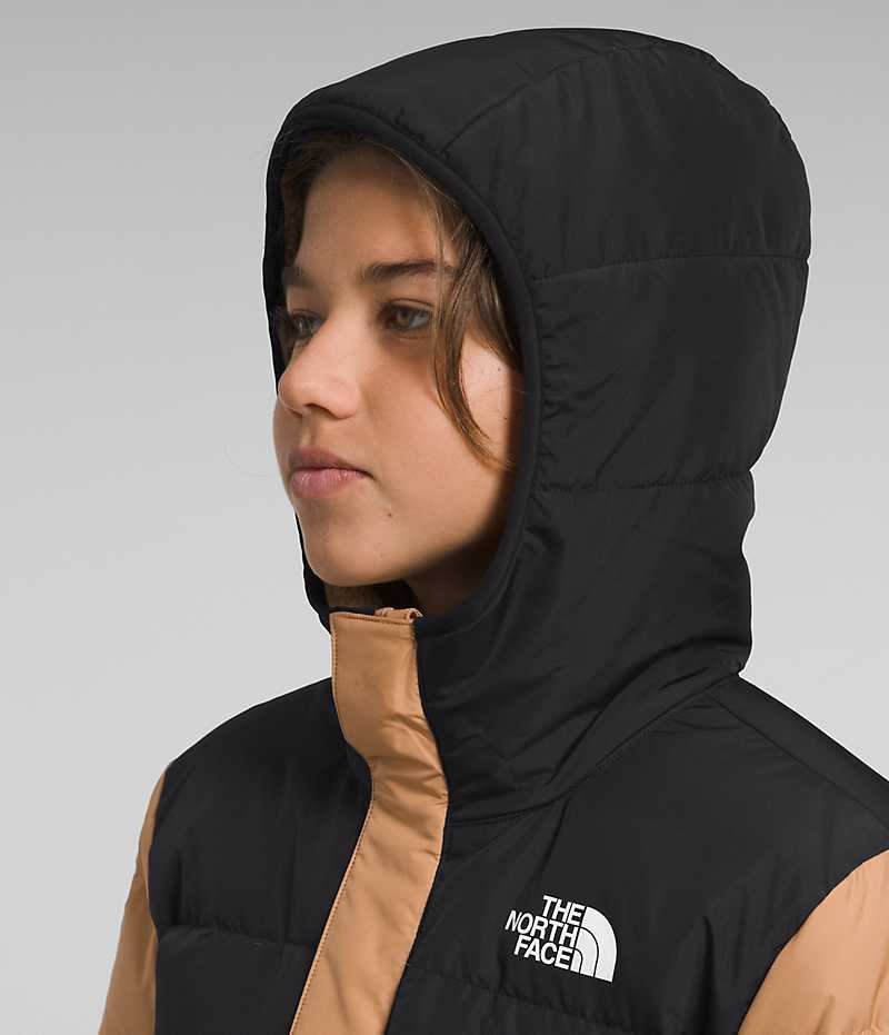 Parka The North Face North Down Fleece-Doublée Garcon Kaki Noir | FRANCE RCNQP
