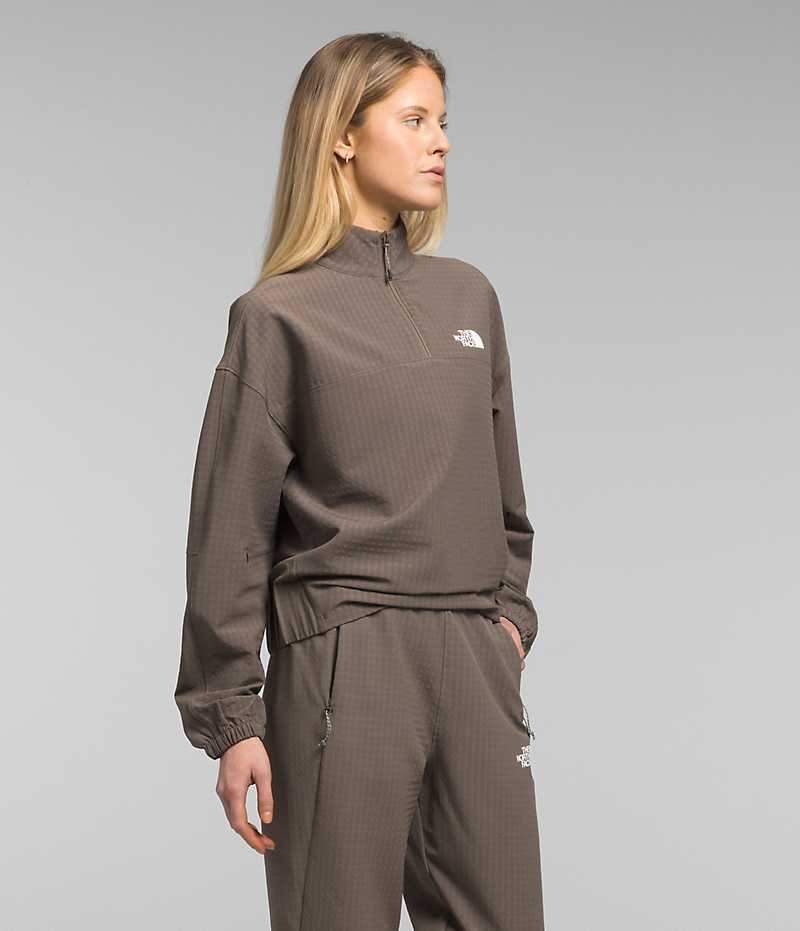 Sweatshirt The North Face Tekware™ Grid 1/4 Zip Femme Marron | FR YBQHD