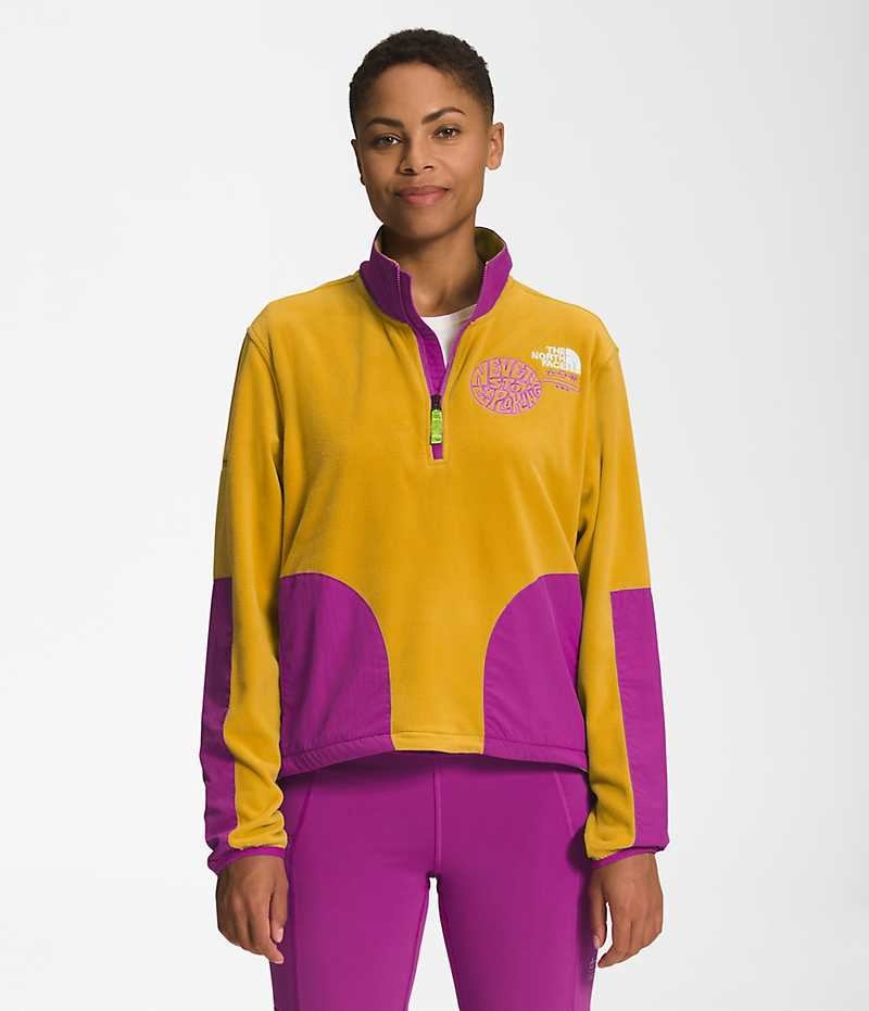 Sweatshirt The North Face Trailwear Fantasy Ridge ½-Zip Femme Jaune Violette | FRANCE UBKLO
