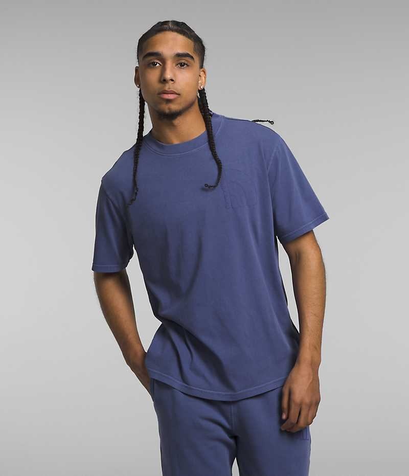 T-Shirt The North Face Corta Sleeve Garment Dye Homme Bleu | PARIS YQJBO