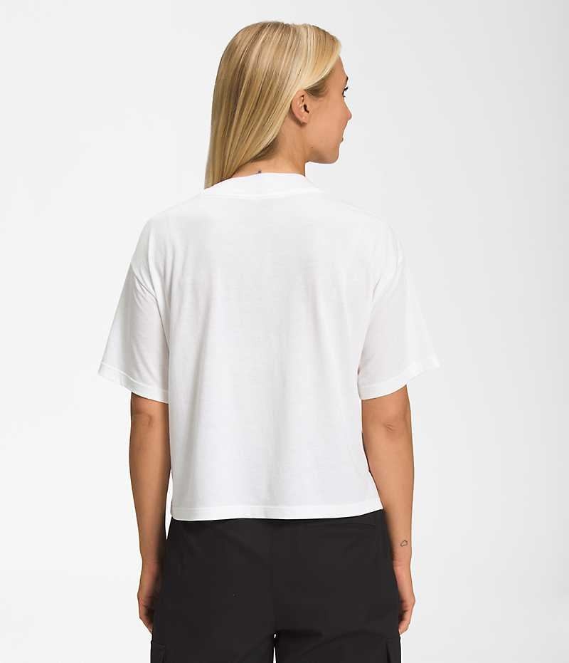 T-Shirt The North Face Corta Sleeve Half Dome Crop Femme Blanche | FR QPDWX