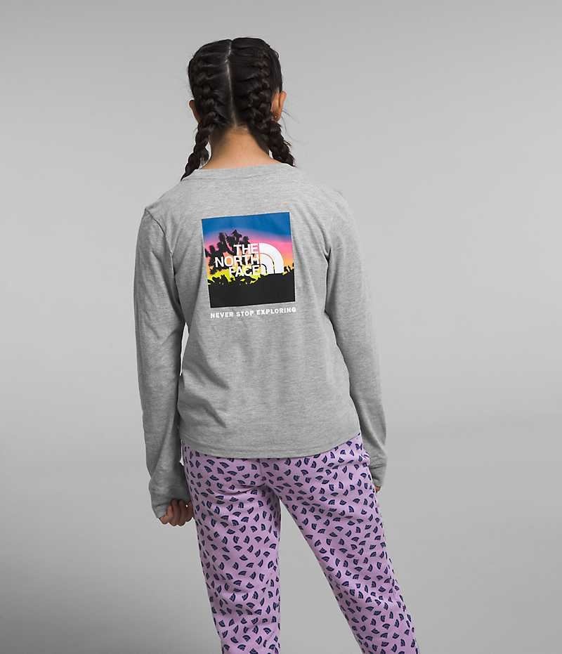T-Shirt The North Face Long Sleeve Graphique Fille Grise Clair | FR CYNPA