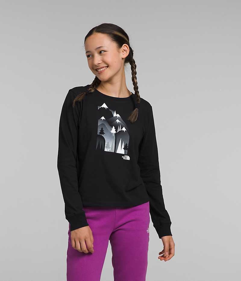T-Shirt The North Face Long Sleeve Graphique Fille Noir | FRANCE CVUPK