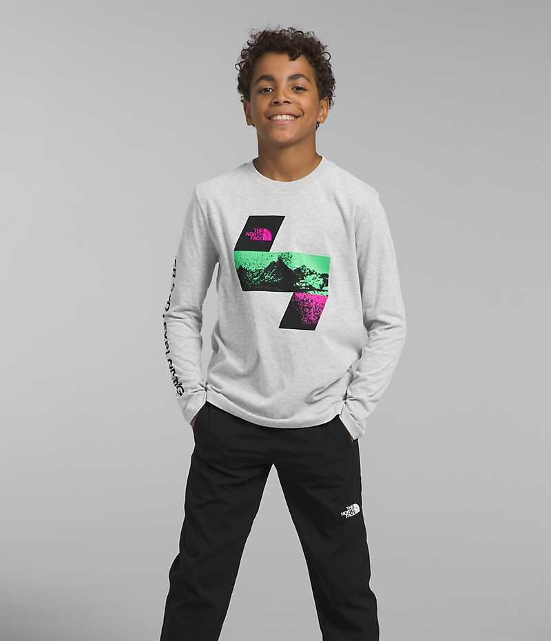 T-Shirt The North Face Long Sleeve Graphique Garcon Grise Clair | FRANCE ARKIS