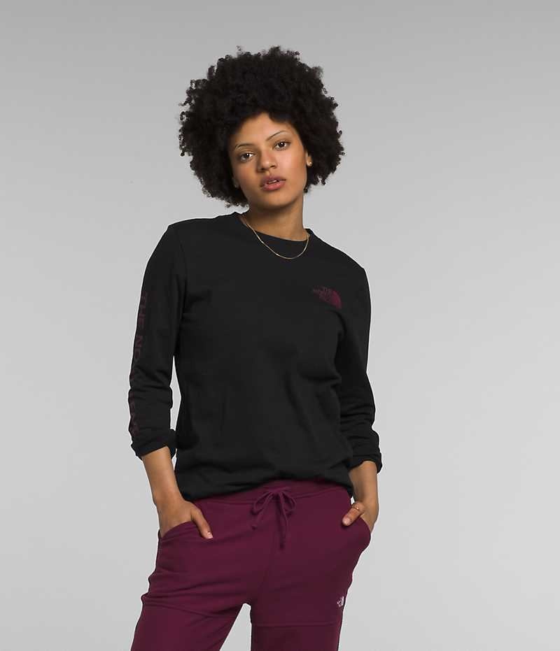 T-Shirt The North Face Long Sleeve Sleeve Hit Graphique Femme Noir | FR ZNIJO